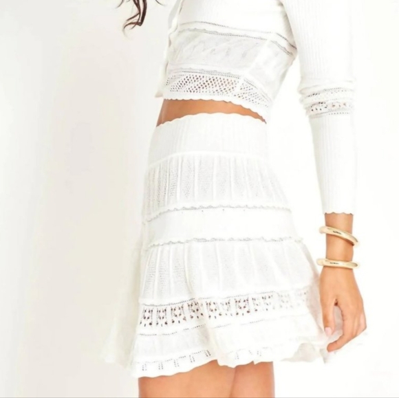 NWT LoveShackFancy Sandrea Skirt in White Rose | Women's Size Medium - Picture 3 of 11